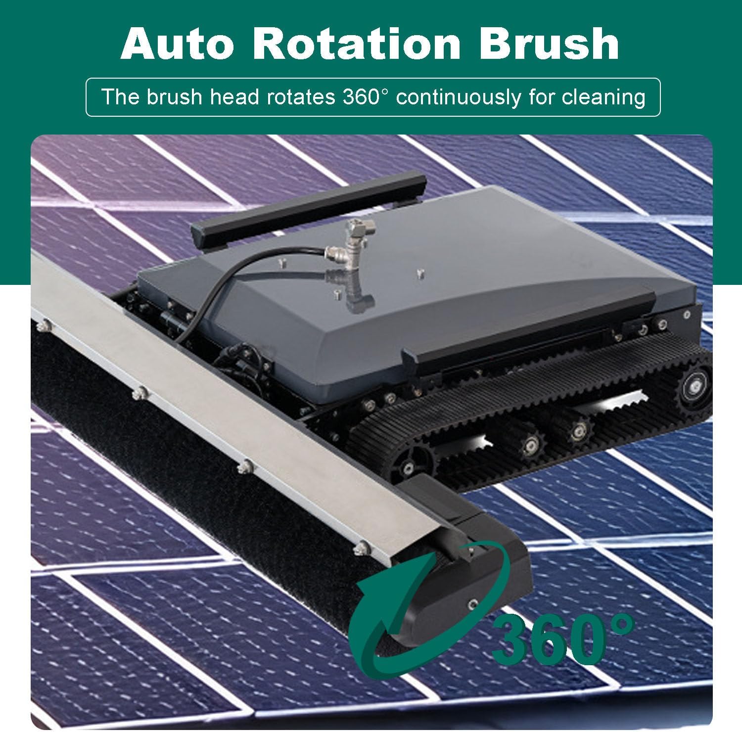 Solar Panel Cleaning Robot, 130cm Brush Width, 15° Slopes, 1170m2/h Efficiency, Auto 90° Turn with Remote Control, Dry/Wet Cleaner for PV Maintenance