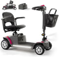 Mobility Scooter for Adults Senior,4 Wheels Electric Powered Scooter,Lightweight Mobility Scooter,with LED Headlights and Basket,Charger Included, Detachable Battery and Rotatable Seat (Grey-Purple)