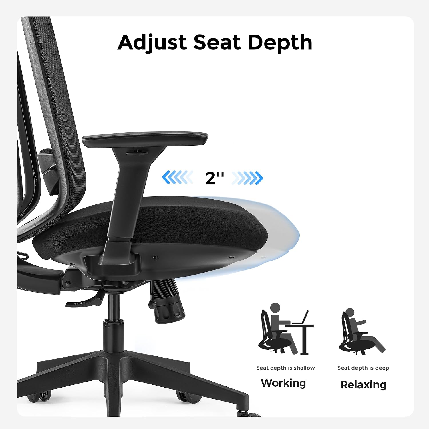 EUREKA ERGONOMIC Office Chair, Ergonomic Computer Desk Chairs with Lumbar Support, 3D Adjustable Armrests, Work Chair with Wheels for Office and Home, Black