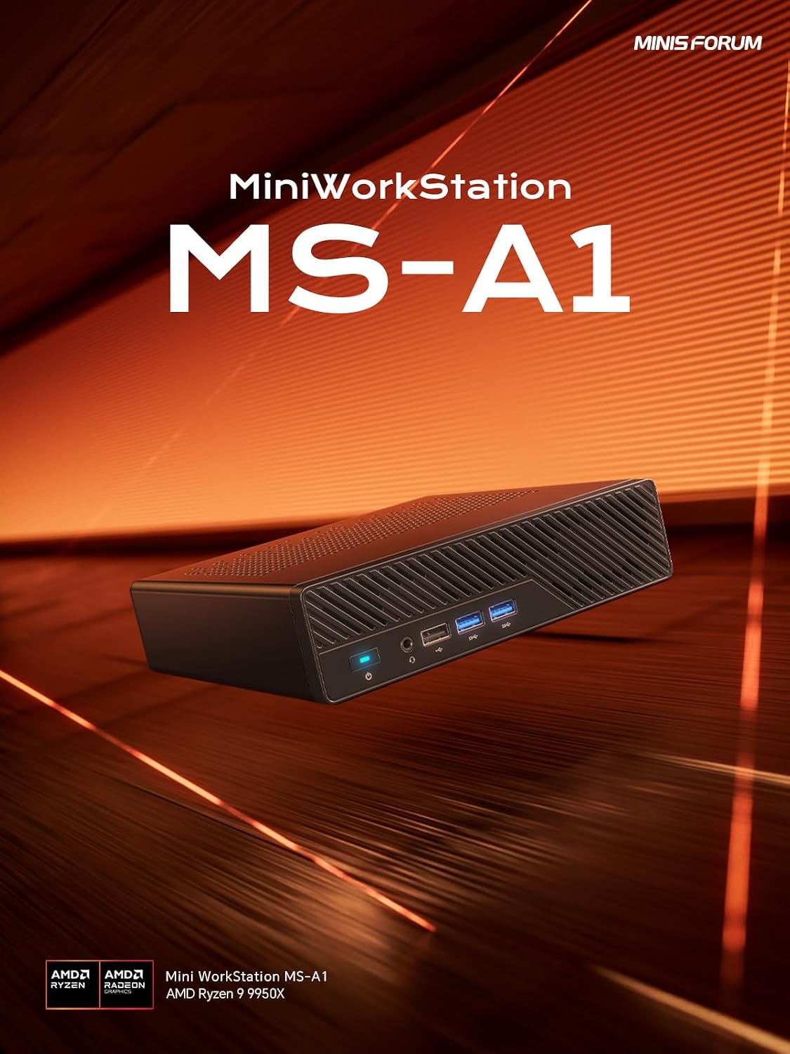MINISFORUM Mini Workstation MS-A1 Barebone with AMD Ryzen 9 9950X (Zen 5, 16 cores/32 Threads, up to 5.7 GHz) Mini PC, OCuLink, Dual 2.5G LAN, 4× M.2 PCIe, HDMI/DP/USB-C, Without RAM/SSD