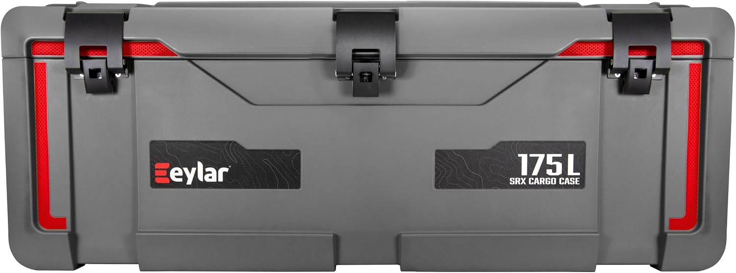 SRX-175 Overlanding Cargo Case – 175L Waterproof Storage Box for Camping, Off-Road & Truck Bed Gear – Heavy-Duty Lockable Storage with Gas Strut Lid, Stackable Design & Interior Organizer Tray (Gray)