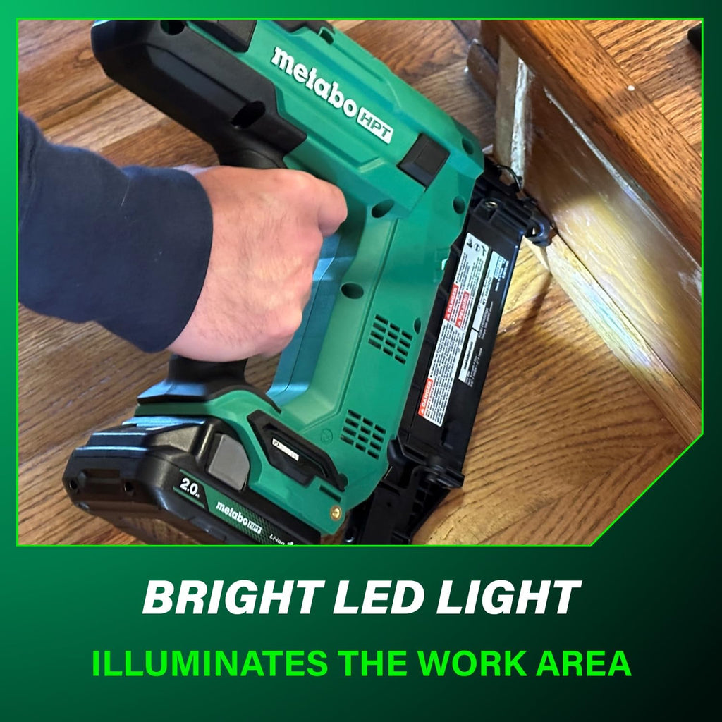 Metabo HPT 18V MultiVolt Compact Cordless Brad Nailer Kit, 18 Gauge Nailer with Power Tool 2.0Ah Lithium Ion Battery, Drives 5/8' to 2' Brad Nails, 700 per Charge, NT1850DG