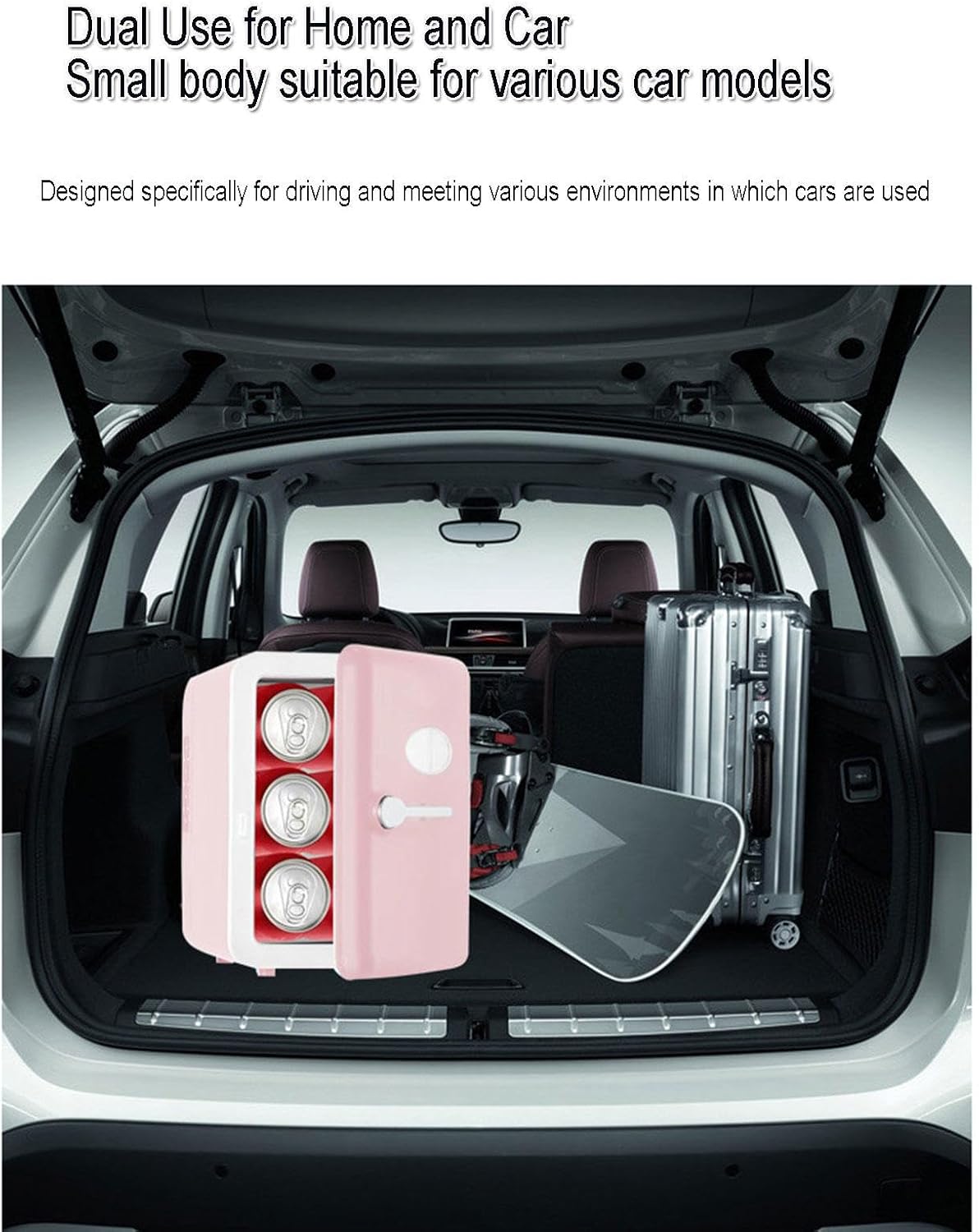 Mini Refrigerator 220V AC/ 12V DC Thermo Electric Cooler and Warmer Small Fridge Rapid Cooling 4 Liter/6 Cans Skincare Fridge for Beverage, Food, Home, Office and Car,Pink
