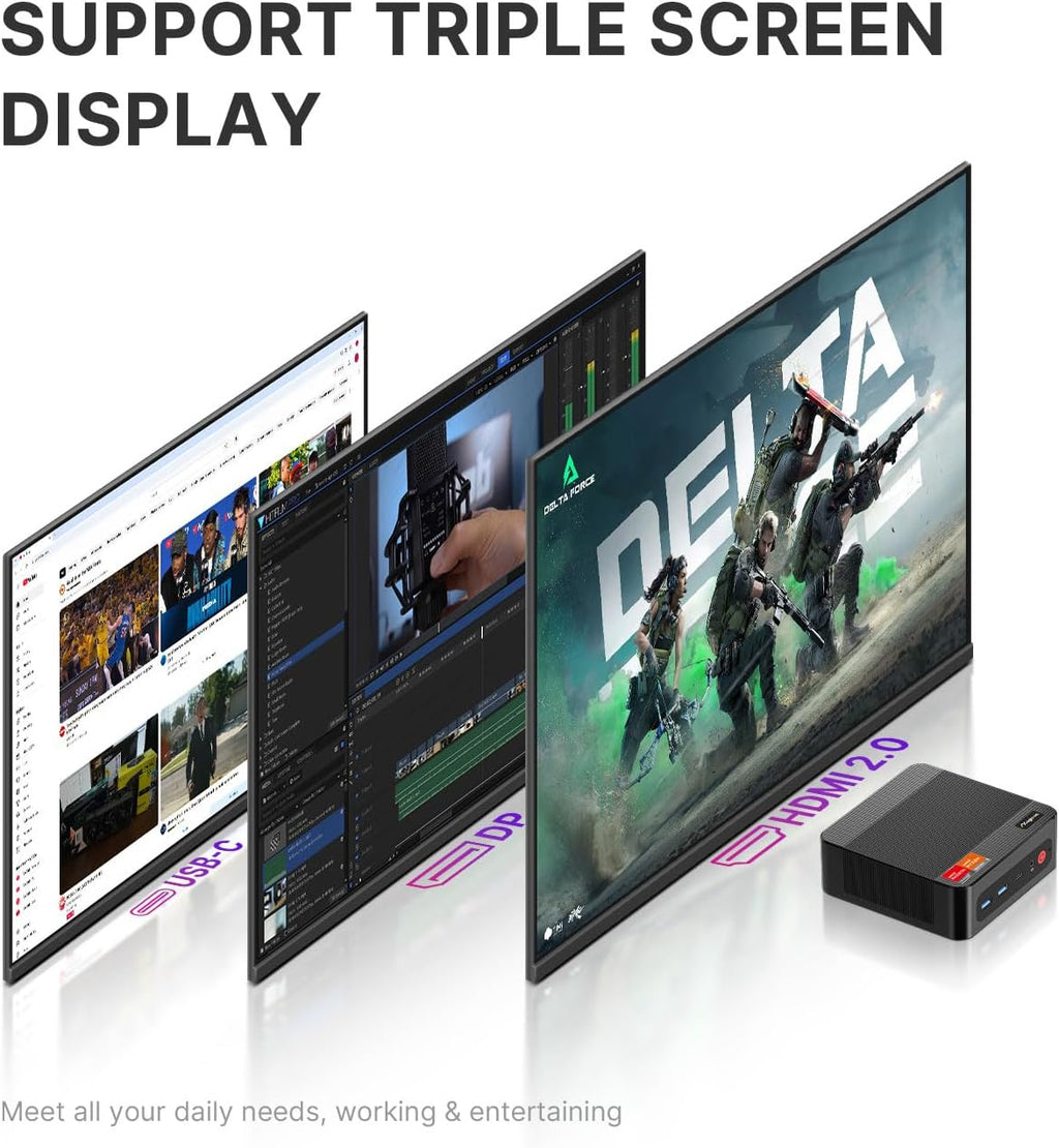 AG2 Mini PC with Ryzen 7 7840HS, 32GB DDR5 1TB PCIe4.0 SSD Mini Desktop Gaming PC with Radeon 780M, Dual LAN/Wi-Fi 6E/HDMI/DP/USB-C/BT 5.2