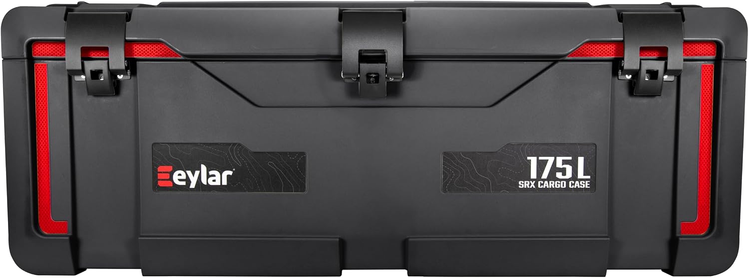 SRX-175 Overlanding Cargo Case – 175L Waterproof Storage Box for Camping, Off-Road & Truck Bed Gear – Heavy-Duty Lockable Storage with Gas Strut Lid, Stackable Design & Interior Organizer Tray (Black)