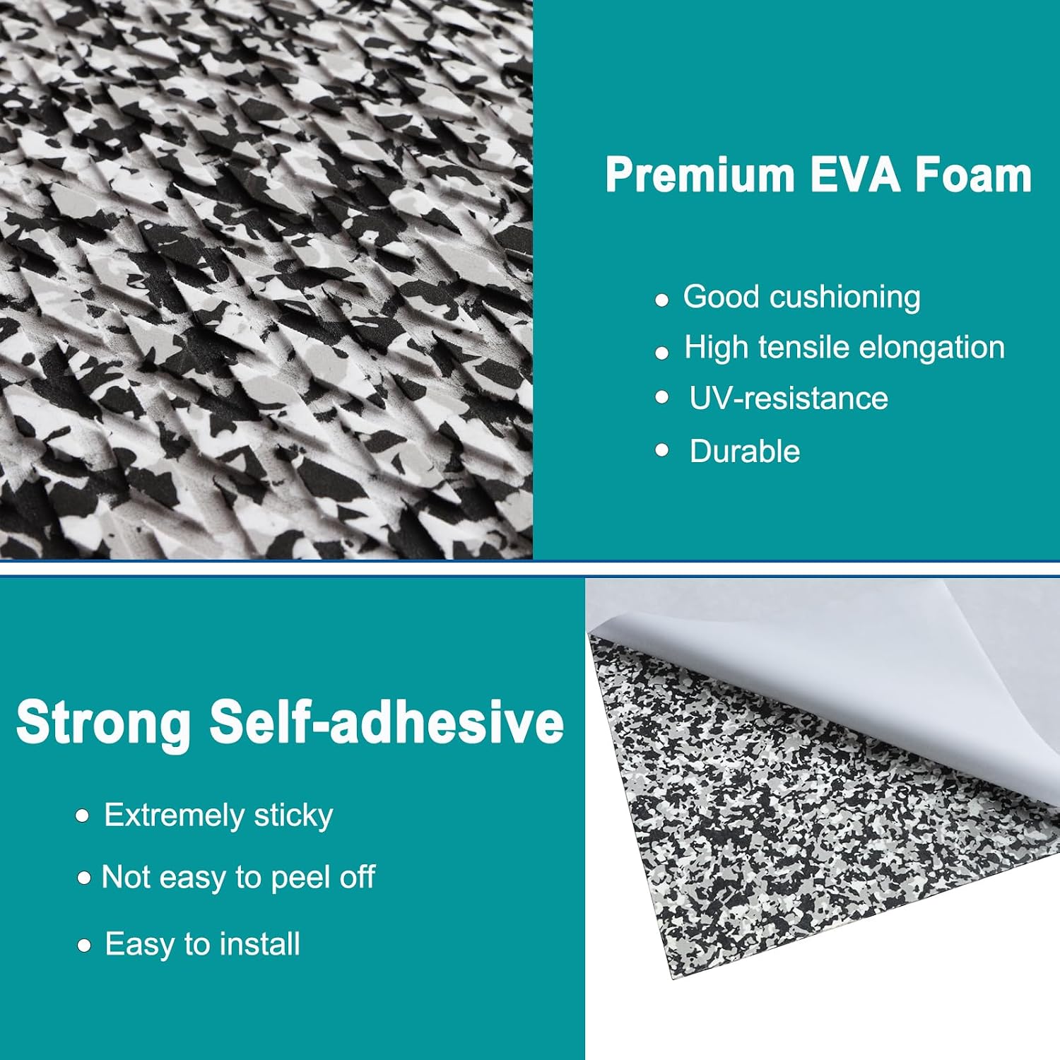 Hjdeck Boat Flooring EVA Foam Boat Decking Marine Carpet Non-Slip Decking Sheet Self-Adhesive Marine Flooring for Fishing Boat Kayak Yacht RV Swimming Pool Golf Cart 94.5'x23.6'/16.1'/11.8'