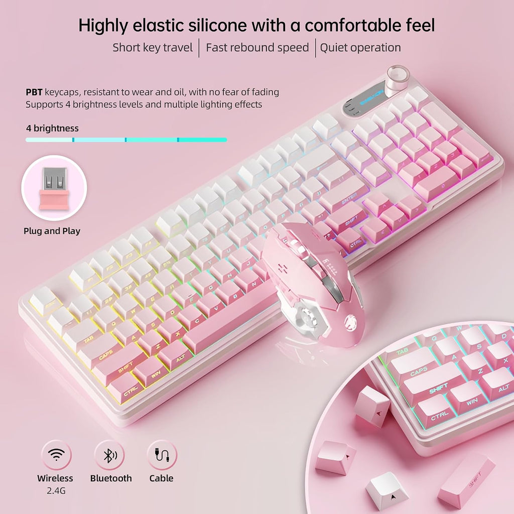 Ocean Park Pink Gaming PC Gamer Desktop Computer W/KB & Mouse, AMD Ryzen 5 9600X 6-Core 3.9GHz, RTX 5060 8GB, 32GB DDR5, 1TB PCIe SSD, 850W PSU, Fusion 2.0 APP RGB Fan Control, Win 11