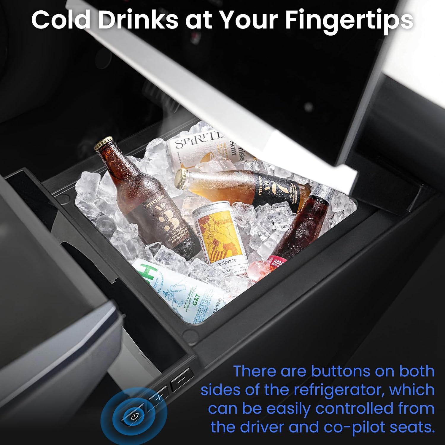 Car Refrigerator for Tesla Cybertruck, 18L Center Console Fridge with Rapid Cooling (21℉~68℉), Cybertruck Freezer Compressor Electric Cooler for Outdoor Camping Road Trip