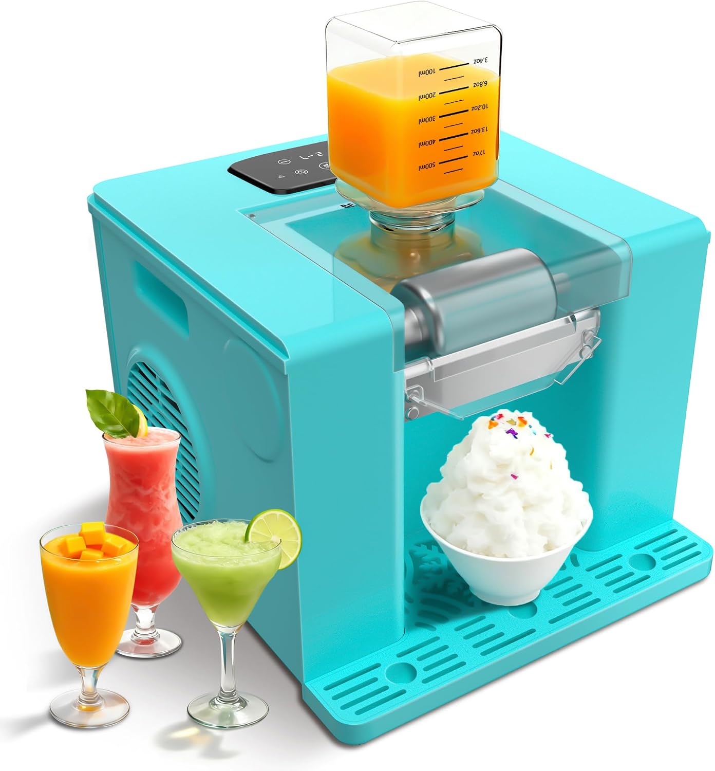 Shaved Ice Machine with Compressor | 60s Fast Fluffy Slushie & Snow Cone Maker | No Pre-Freezing | Sugar-Free Friendly | Self-Cleaning | 16oz Frozen Drink Maker for Home, Party & RV