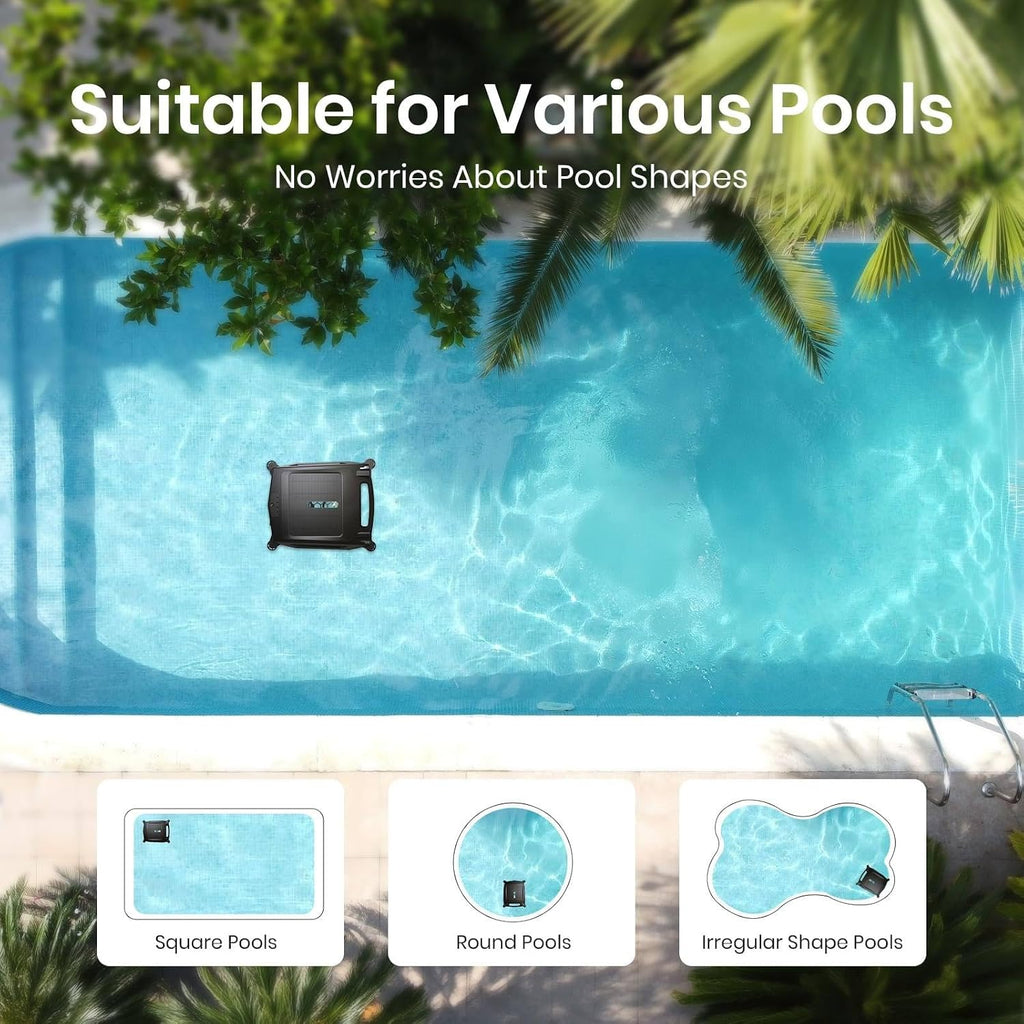 Pool Cleaning Robot, Solar Powered Above Ground Pool Skimmer, Fast Dual Charging, Stronger Suction, Automatic Obstacle Avoidance, for Above Water Pools