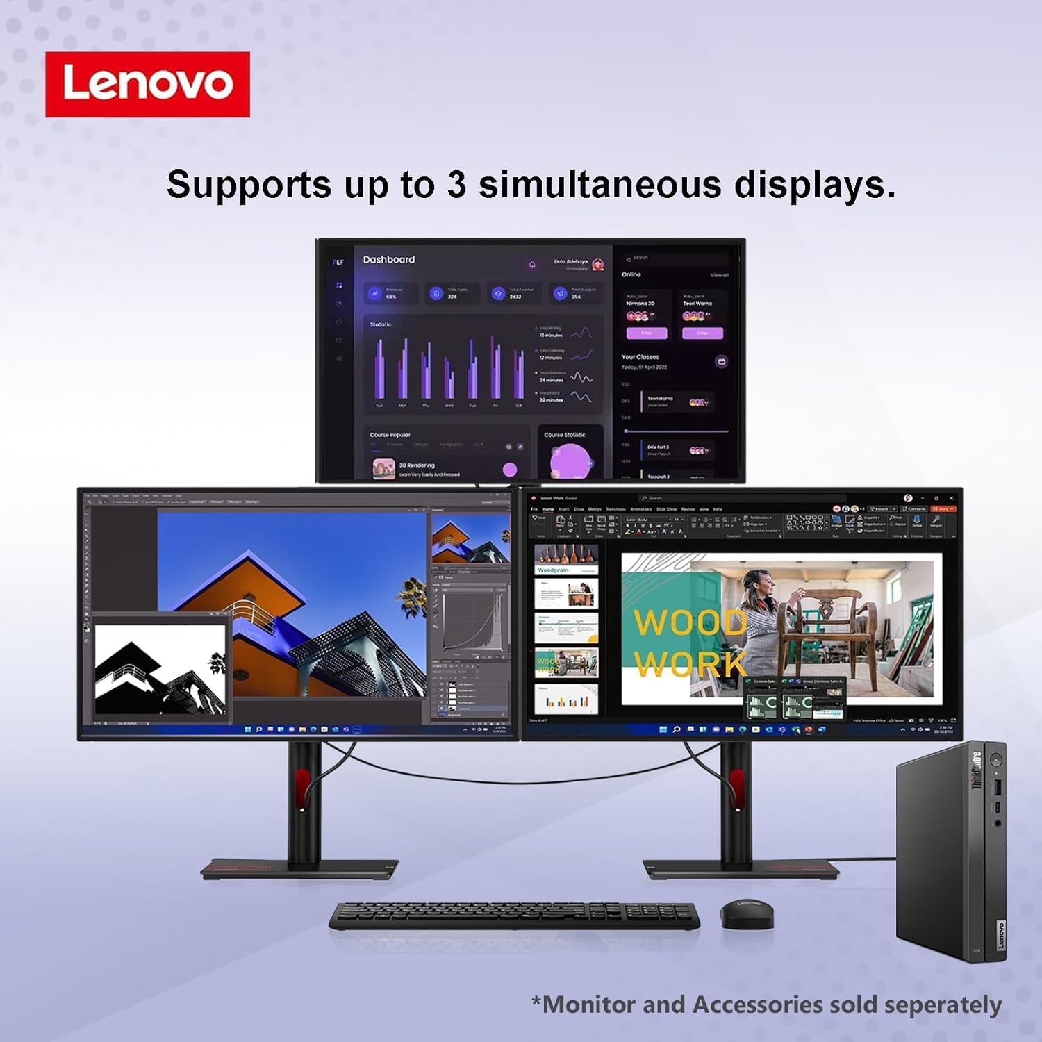 Lenovo ThinKCentre neo 50q Gen 4 Tiny 1L Business Mini Desktop Computer, 13th Gen Intel 8-Core i5-13420H (Beat i7-1355U), 16GB DDR4 RAM, 1TB PCIe SSD, WiFi 6, 2 DisplayPorts, Win 11 Pro
