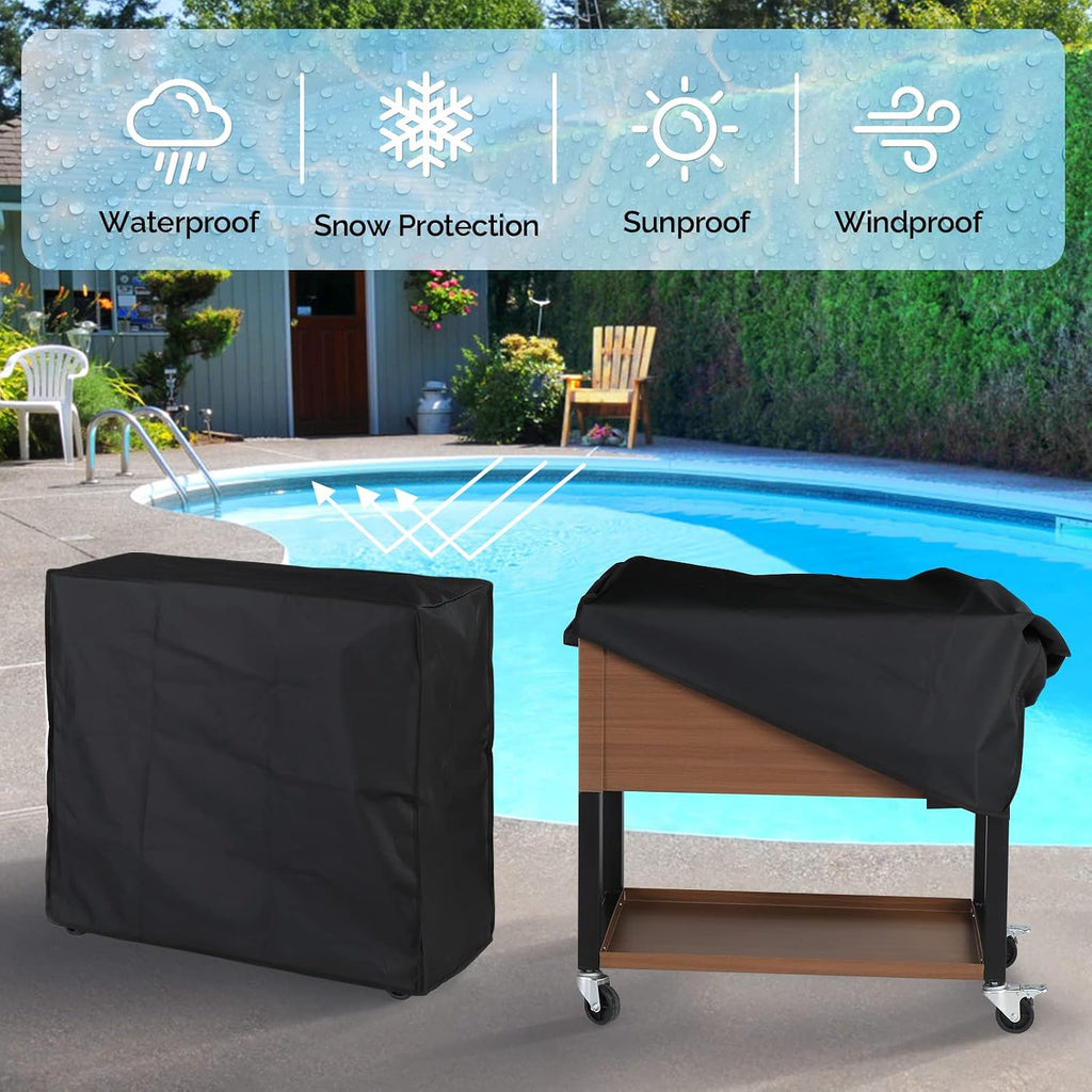 VINGLI 80 Quart Rolling Ice Chest on Wheels, Patio Cooler Cart, Beverage Rolling Cooler for Outdoor Patio Deck Party