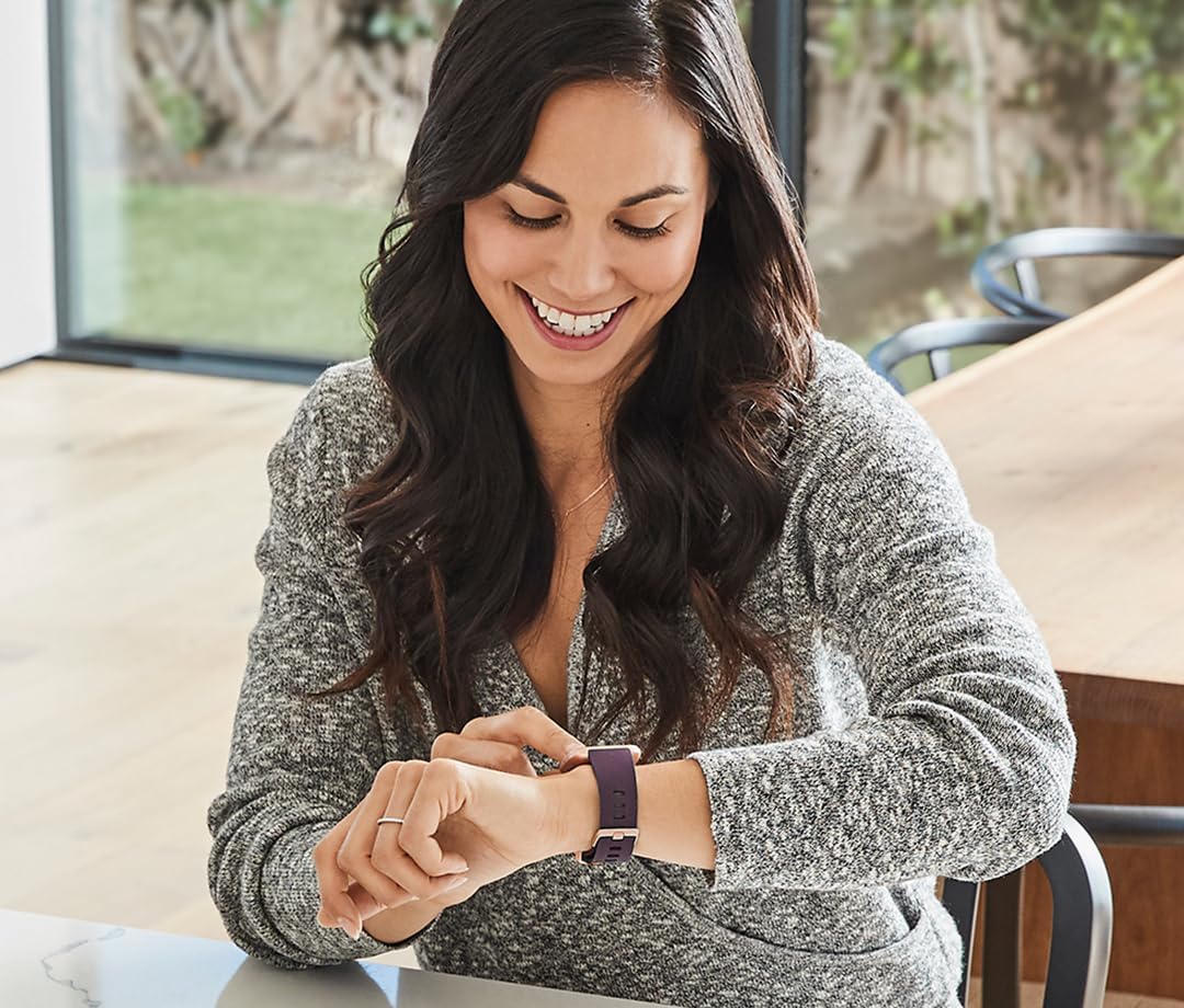 Fitbit Versa 2 Health and Fitness Smartwatch with Heart Rate, Music, Alexa Built-In, Sleep and Swim Tracking, Bordeaux/Copper Rose, One Size (S and L Bands Included)