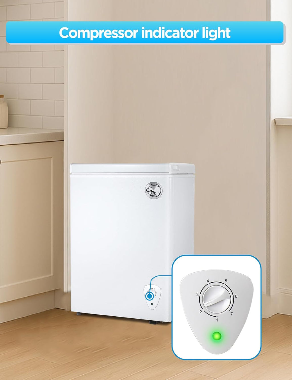 Commercial Cool 1.8 Cu. Ft. Compact Chest Freezer, Textured Finish, Deep Freezer for Frozen Food Storage, Removable Storage Basket, Mechanical Temperature Control, R600a Refrigerant, CCFW18, White