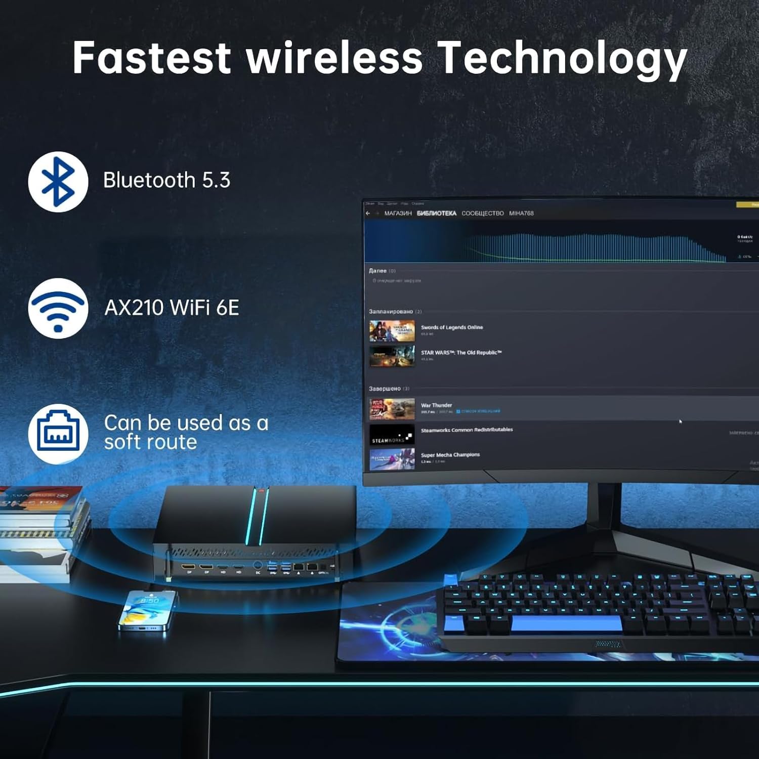 Thdeukoty Mini Gaming Pc Core i9-14900F(up to 5.8GHz) with RTX4070, Small Desktop Computers Win 11 Pro, 64G DDR5 RAM/2T M.2 SSD/WIFI6E/BT5.3/Dual LAN/USB 3.2/8K HDMI DP, Four Display for Game/Design
