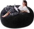 SANAE Oversized 5FT Memory Foam Bean Bag Chair for Adults - Black Corduroy Fabric with Filling, Comfy Gaming & Movie Beanbag Sofa Floor Couch, Large Lounger for Living Room/Dorm/Classroom/Bedroom