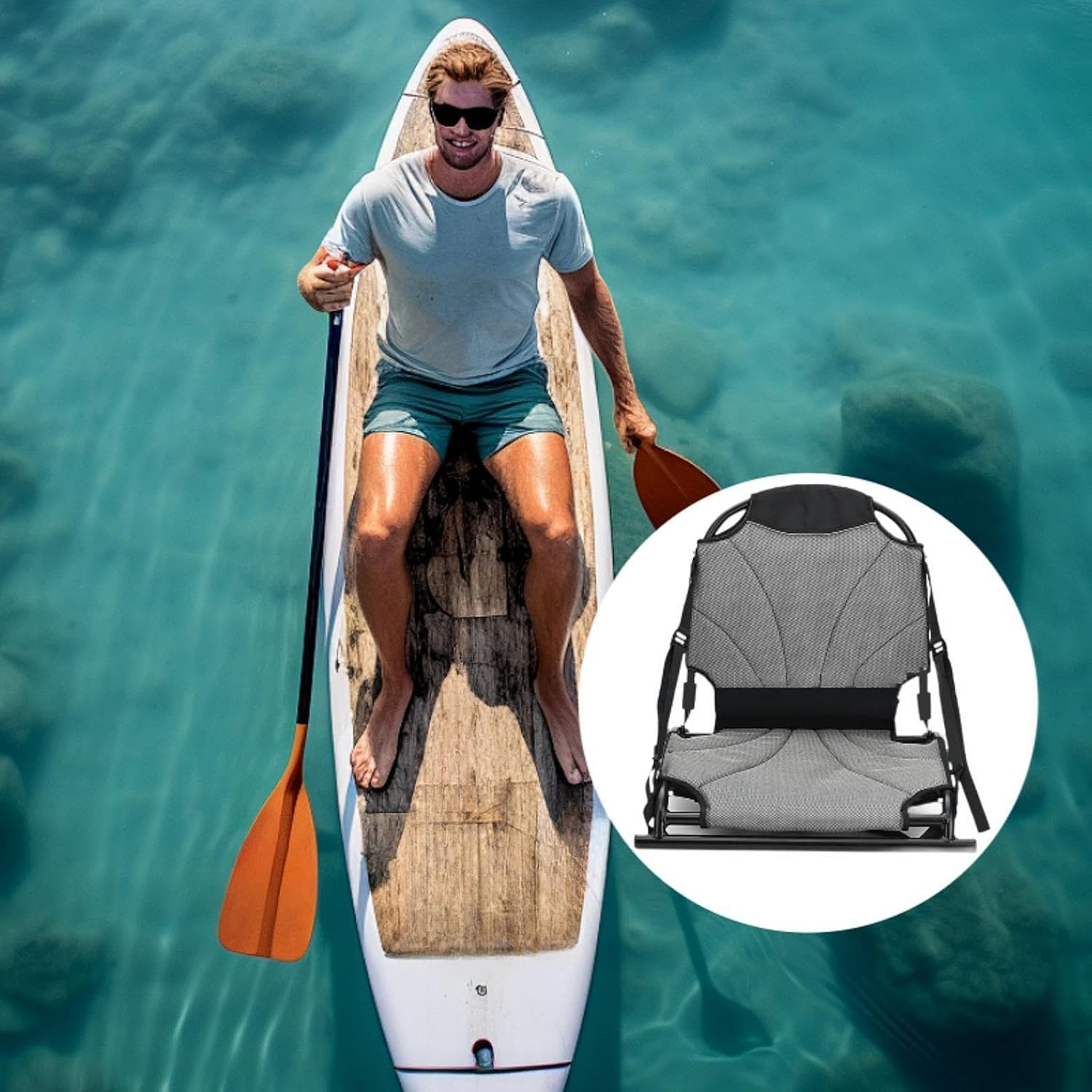 Colaxi Kayak Seat with Backrest Support Versatile Replacement Portable Foldable Fishing Seat