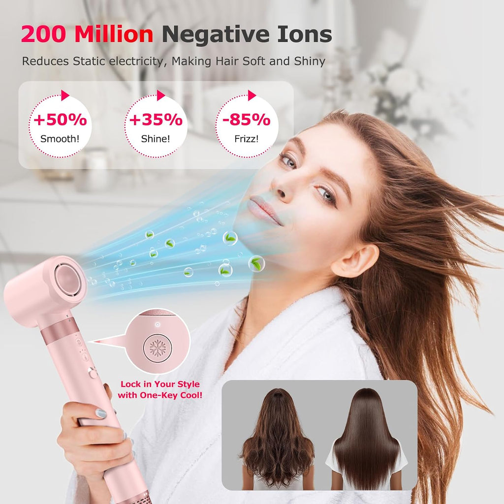 MESCOMB 5-in-1 Airstyler, 110,000 RPM High Speed Ionic Hair Dryer, Multi Hairstyler with Frizz-Free QuickDrying Straightening Brush, No Heat Damage, Automatic Curling Iron, Hair Drying Brush, Volume