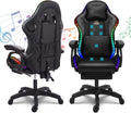 Computer Gaming Chair with Speakers and Massage RGB Video Game Chair Ergonomic Gamer Chair Racing Chair PU Leather High Back Recliner Chair with Lumbar Support Headrest Armrest,Black