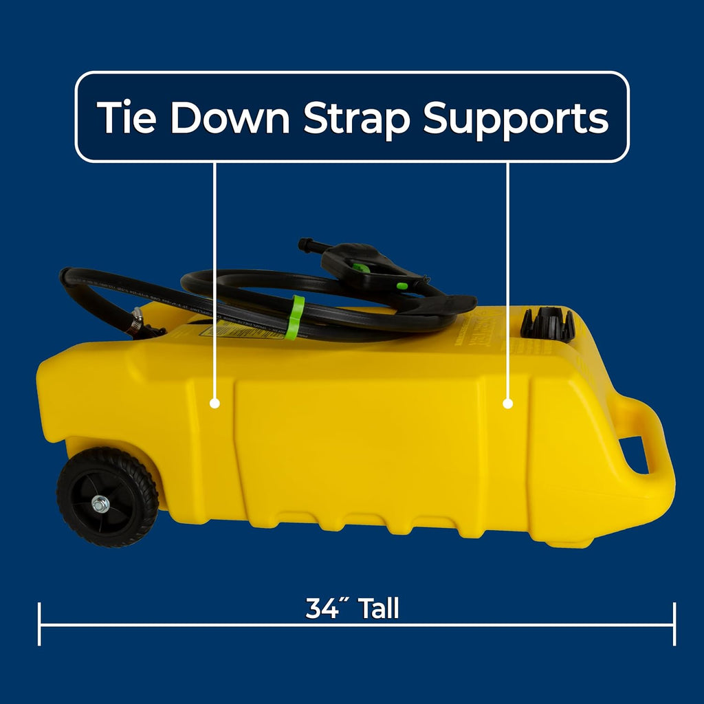 Scepter 14 Gallon Gas Caddy with Electric Fuel Pump, Flo 'N Go Powered Portable Fuel Tank with Fill-Rite Transfer Pump and 10-Foot Hose for Farm, Marine, Commercial, and Home Use, Yellow