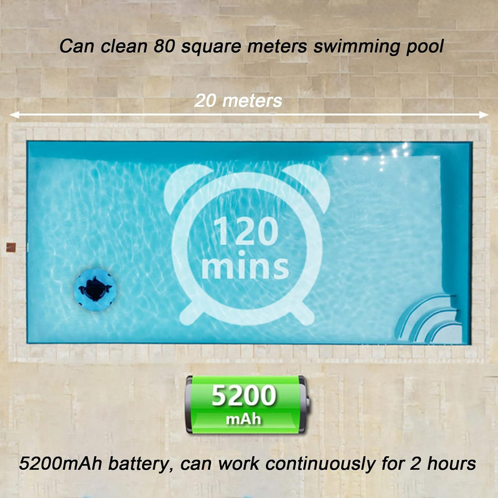 Fully Automatic Pool Vacuum Cleaner - Wall Climbing Pool Cleaning Robot For Above Ground & In-Ground Pools - Intelligent Cordless Pool Cleaners