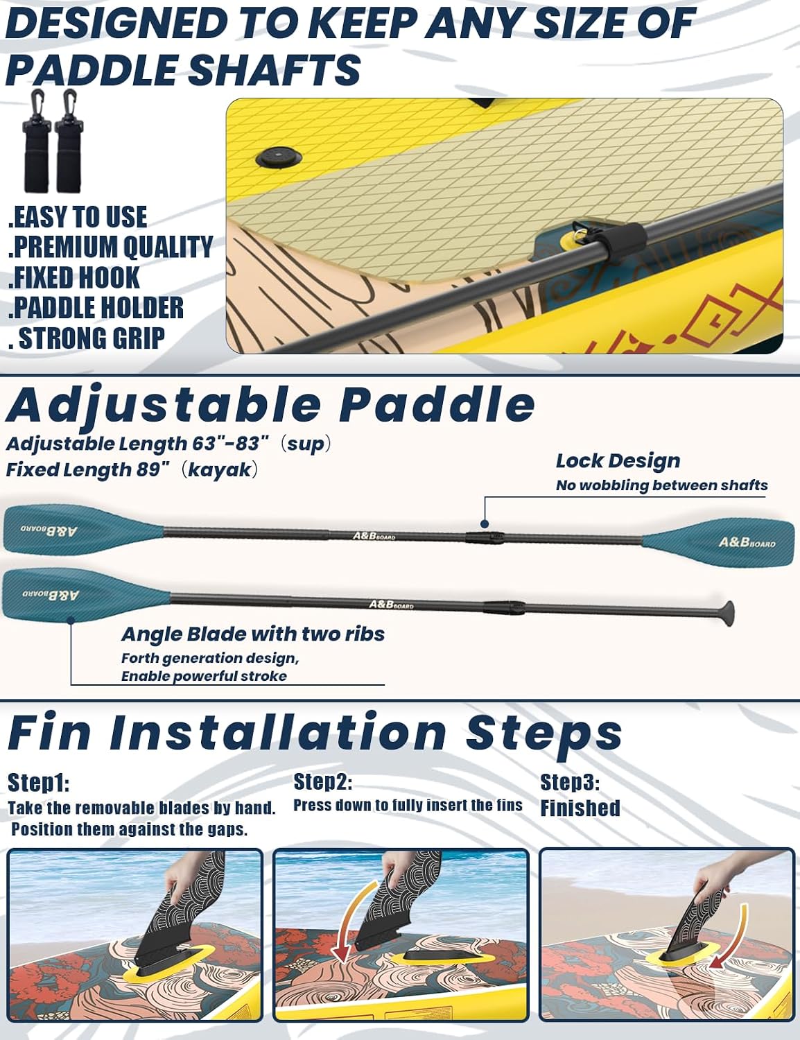 ABBOARD Inflatable Stand Up Paddle Board - Extra Wide Fishing Paddleboard with Sup Accessories Youth/Adults