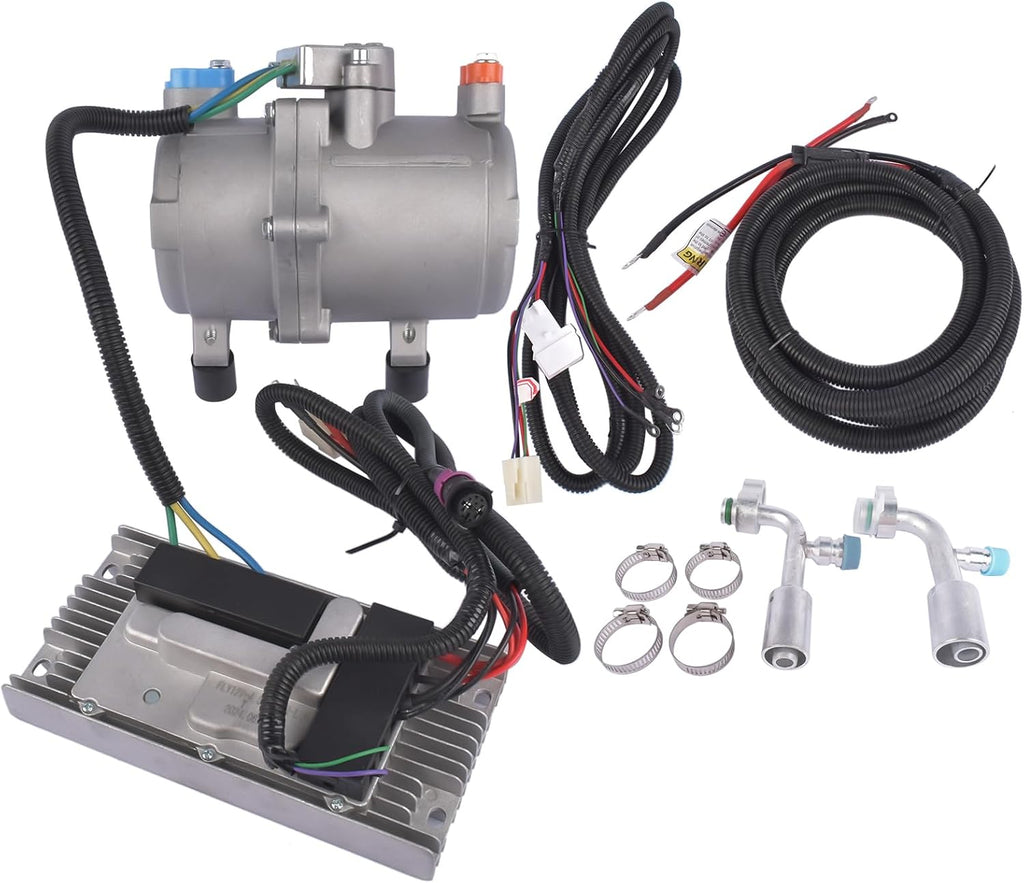 12V DC Universal Electric Air Conditioning Compressor Kit with External Control Panel Core and Long Power Cord Replacement for RVs, Campers, Trucks & Buses AKWH
