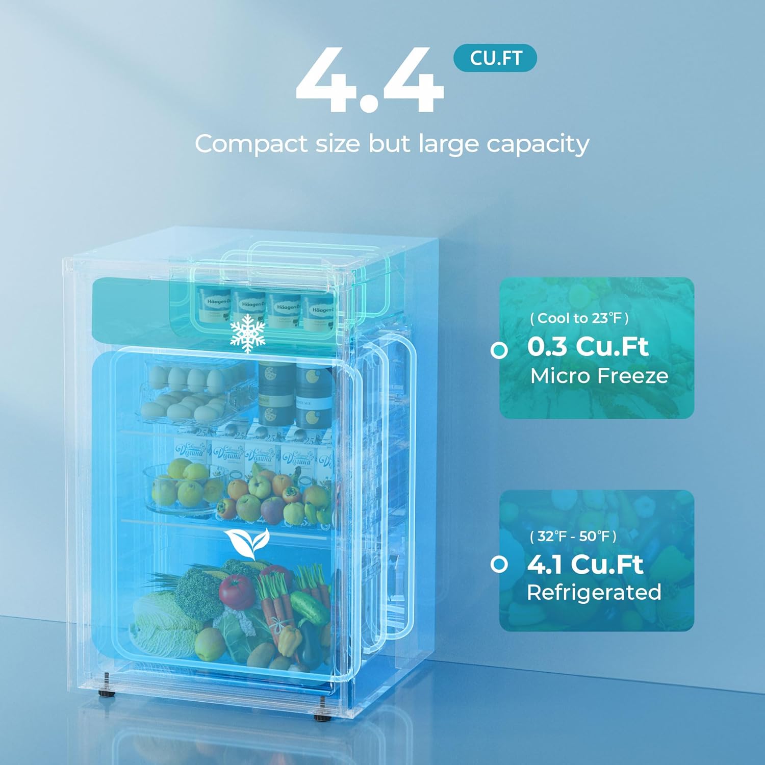 EUHOMY 4.4 Cu.Ft Fridge with Freezer, Single Door Compact Refrigerator, Adjustable Thermostat, Mini Refrigerator Energy Saving, Mini fridge for Bedroom, Dorm, Office, Black