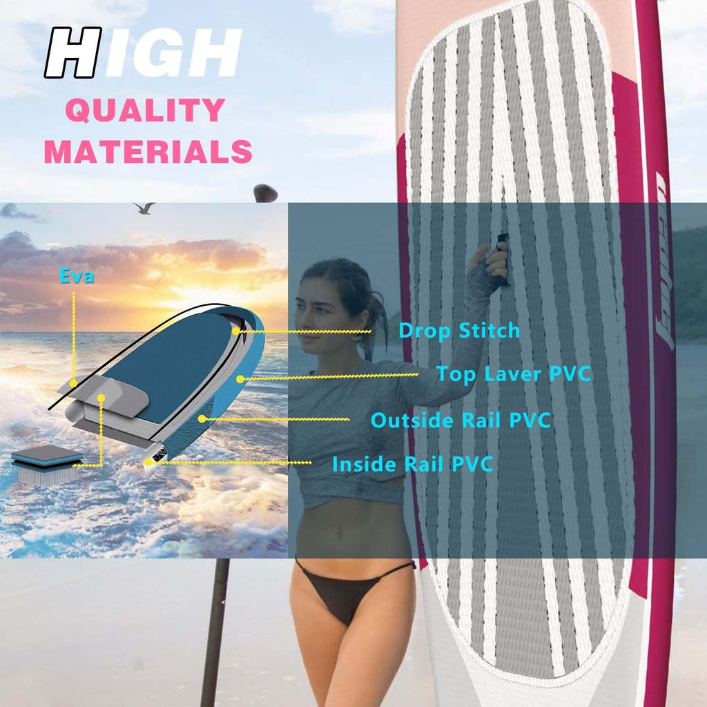 Inflatable Stand Up Paddle Board Non-Slip Deck, 11'×33'×6' Complete SUP Accessories for All Skill Levels, Wide Seat & Safety Leash, 3 Fins, Adjustable Paddle, Pump & Carrying Backpack
