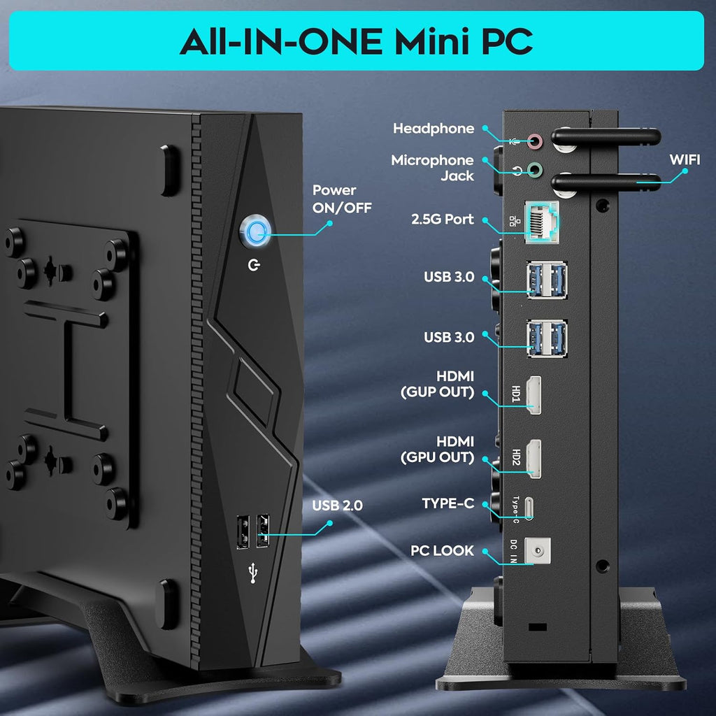 Mini Gaming PC, Intel Core i9-12900HK, NVIDIA RTX 3050 Ti Gaming Computer, 32GB DDR4 RAM, 1TB NVMe PCIe4.0 SSD, Dual HDMI + Type-C, 2.5G LAN, WiFi 6E BT 5.2, Win 11 Pro Desktop PC