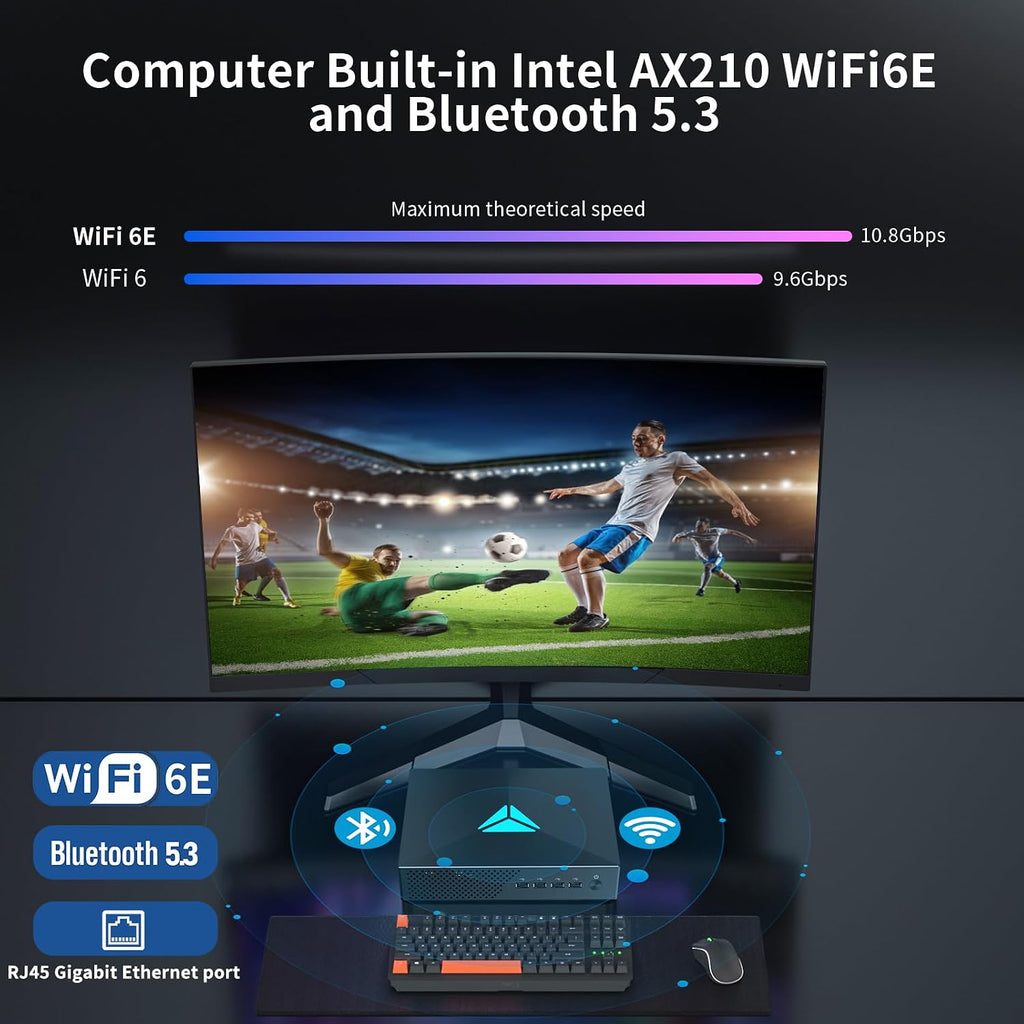 Mini Gaming PC, Desktop Computer Core i9-10900F 10 Cores Upto 5.2GHz, Win-11 Pro, 32G DDR4| 512G NVME SSD, GeForce RTX3050 6G, Type-C/HDMI/DP Ports, 8K@60Hz, WiFi6E/BT5.3 for Video Editing