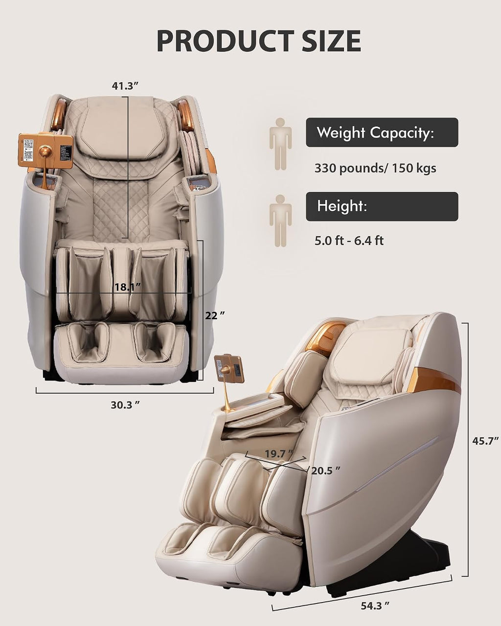 Upgrade 4D Massage Chair Zero Gravity | Massage Chair Full Body and Recliner AI Voice Control Shiatsu Massage Chairs Auto Legrest Calf & Foot Rollers Heated | Program Customization Beige