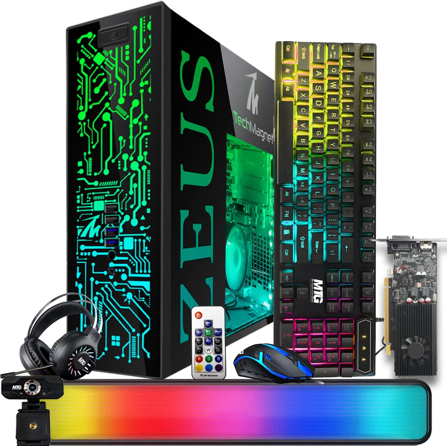TechMagnet Gaming Desktop PC, Intel i5 4th Gen, Zeus Pro 4, GT 1030, 16GB RAM ARGB, 1TB SSD + 4TB HDD, RGB Front Panel 385 Patterns, RGB Kit, Windows 11 (Renewed)