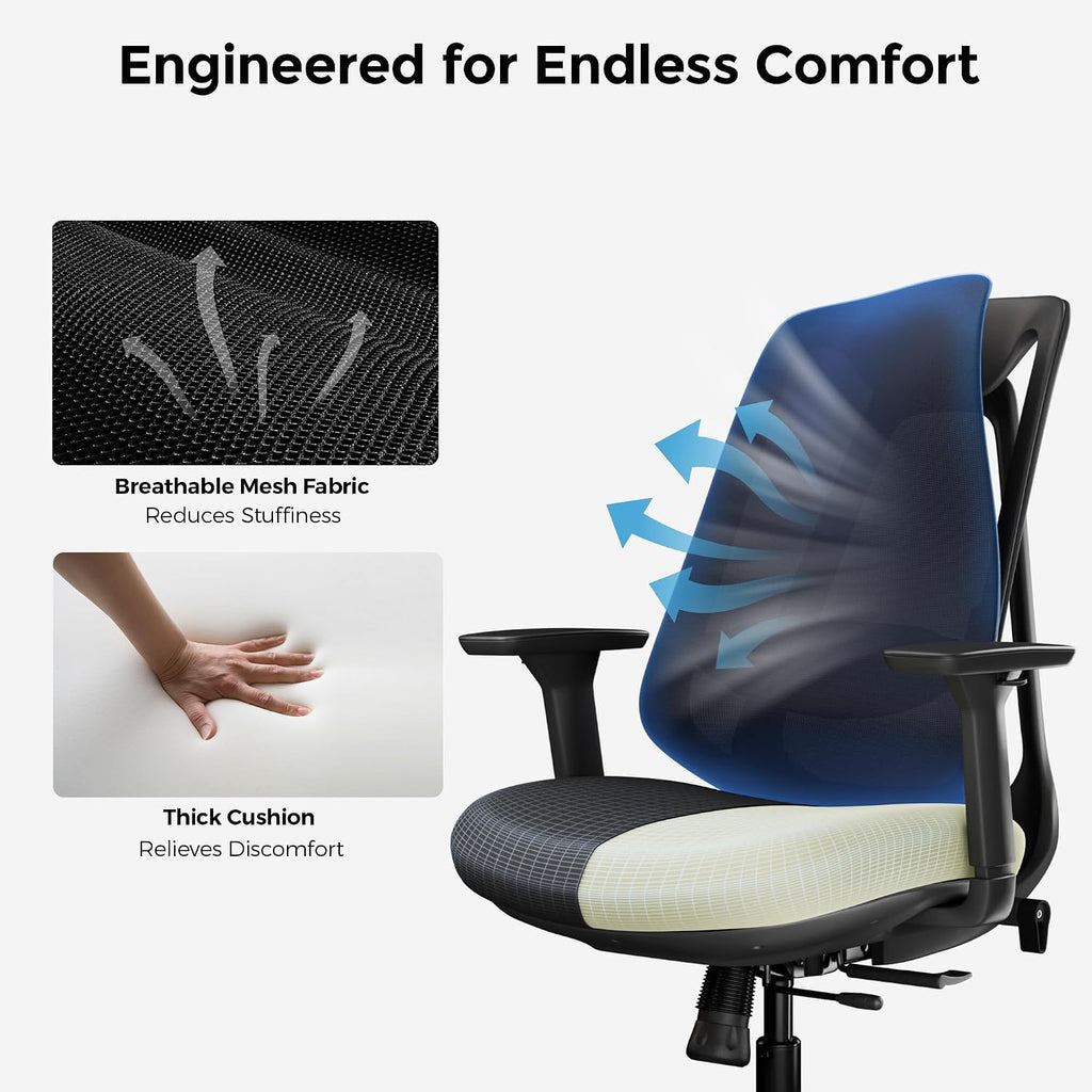 EUREKA ERGONOMIC Office Chair, Ergonomic Computer Desk Chairs with Lumbar Support, 3D Adjustable Armrests, Work Chair with Wheels for Office and Home, Black