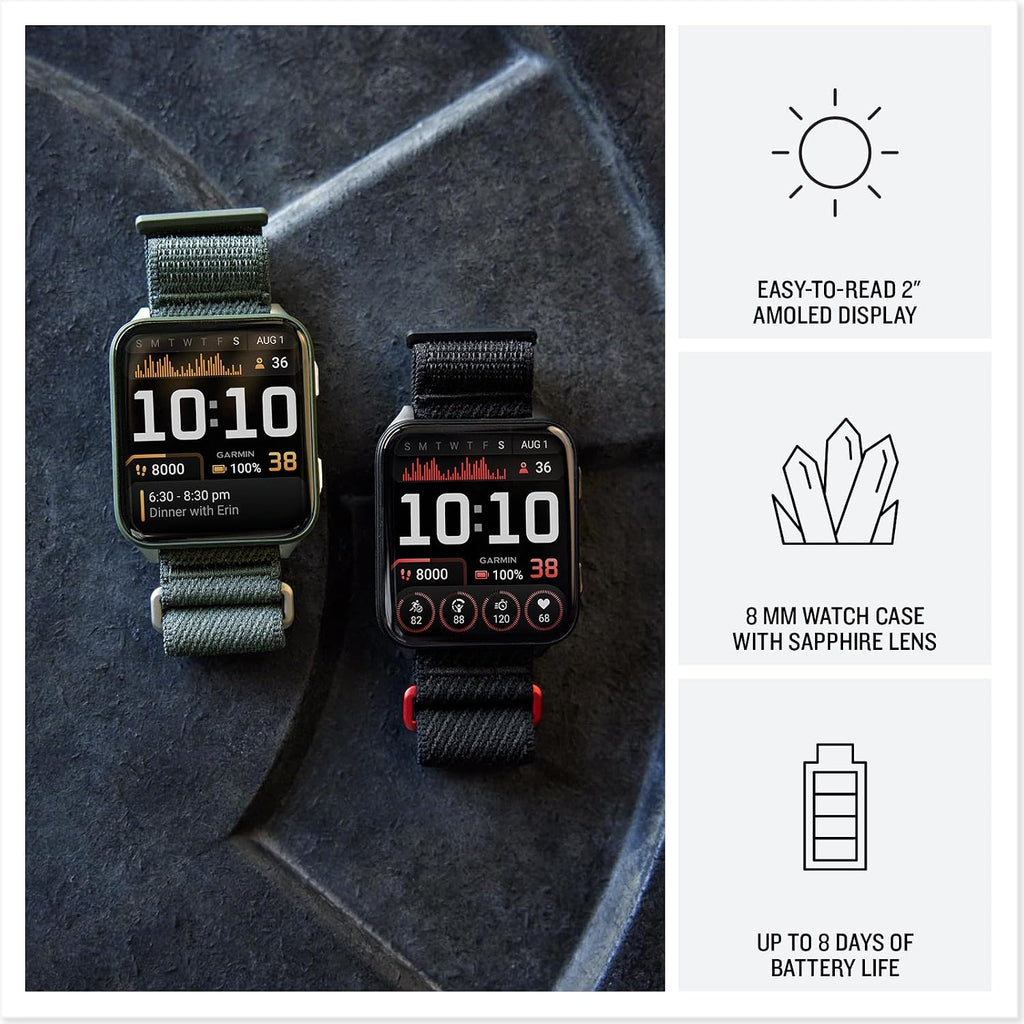 Garmin Venu X1 Thin & Lightweight GPS Smartwatch, Moss | AMOLED Display, Advanced Health and Fitness Features, Sleep Tracking, 100+ Sports Apps | Signature Series Power Bundle