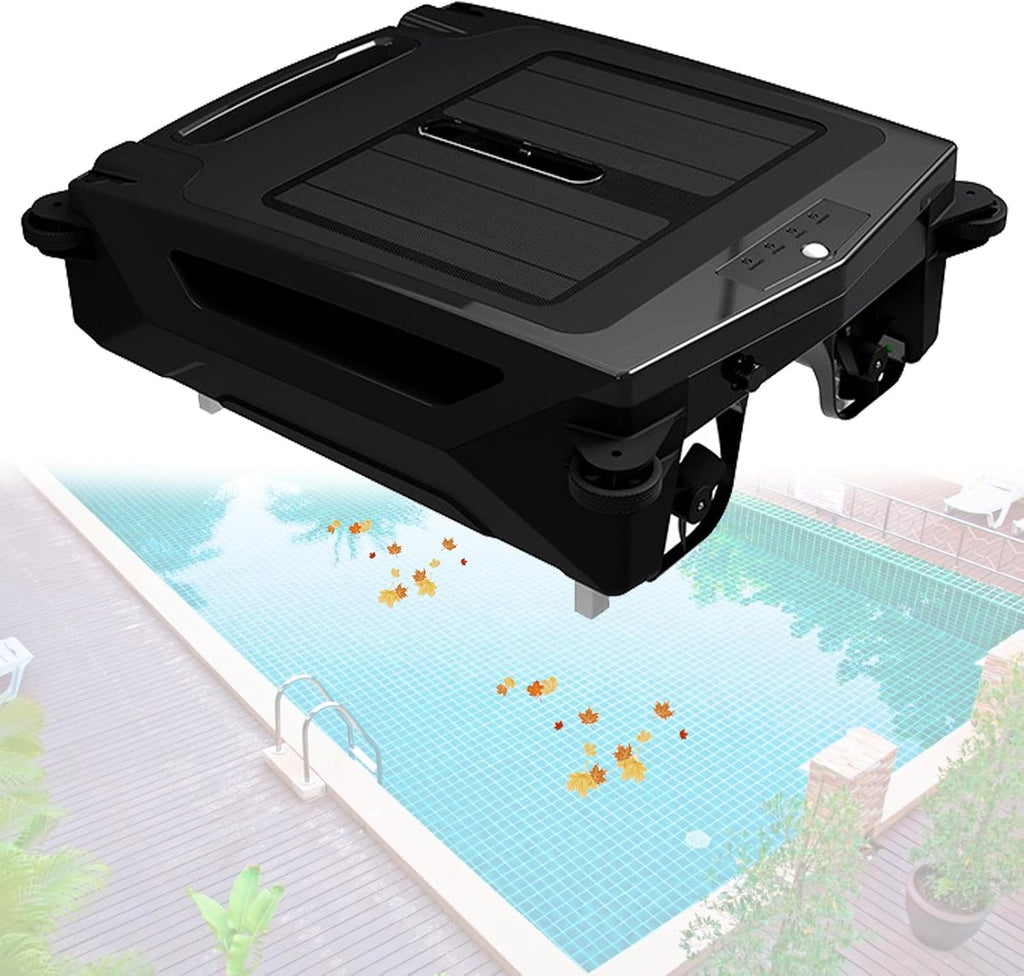 Solar Pool Skimmer, Upgrade Robotic Pool Sur-face Cleaner with Dual Charging Options, 2 Speed Modes and Smart Obstacle Avoidance, 3.4L Garbage Collection Basket