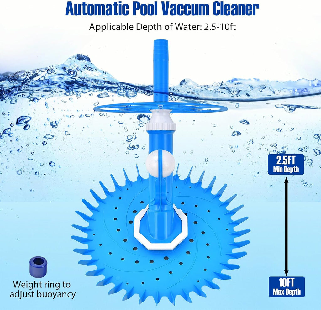 ERGOMASTER Pool Vacuum for Above Ground Pool, Automatic Cleaner Creepy Crawler, Powerful Suction Sweeper w/ 10 Hoses Removes Debris, Cleans Floors, Walls