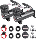 Heavy Duty 200 PSI Air horn Compressor Dual Value Pack, 3/8 NPT Train Horn/Air Ride Compressor, Fittings for 12V Train/Truck/Car,Air Suspension horn Compressor BLACK