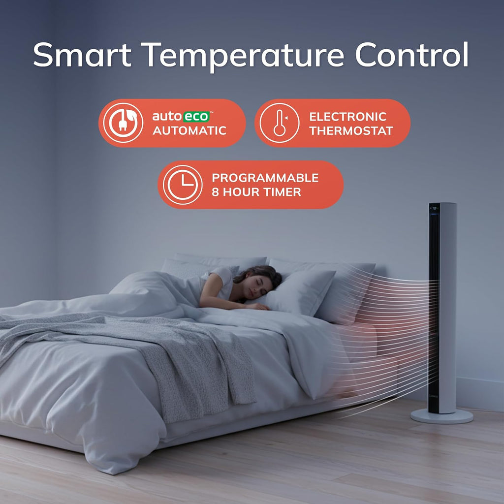 Lasko Oscillating All Season Tower Fan and Space Heater in One for Home with Adjustable Thermostat, Overheat Protection, 4 Fan Speeds, 3 Heat Settings and Remote, 42 Inches, 1500W, White, FH500
