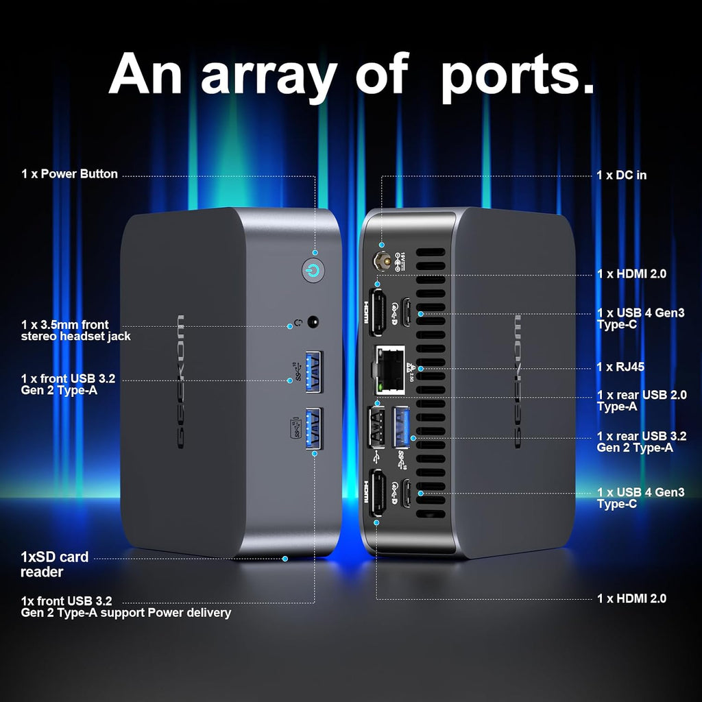 GEEKOM GT13 PRO Mini PC, Intel Core i9-13900HK (14C/20T, up to 5.4GHz), 16GB DDR4 RAM, 1TB PCIe 4.0 NVMe SSD, Aluminium Design Windows 11 Pro Desktop Computer with USB4,Wi-Fi 6E,BT 5.2,8K UHD