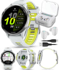 Garmin Forerunner 955, GPS Running Smartwatch, Tailored to Triathletes, Long-Lasting Battery, Whitestone with Wearable4U White Earbuds Bundle