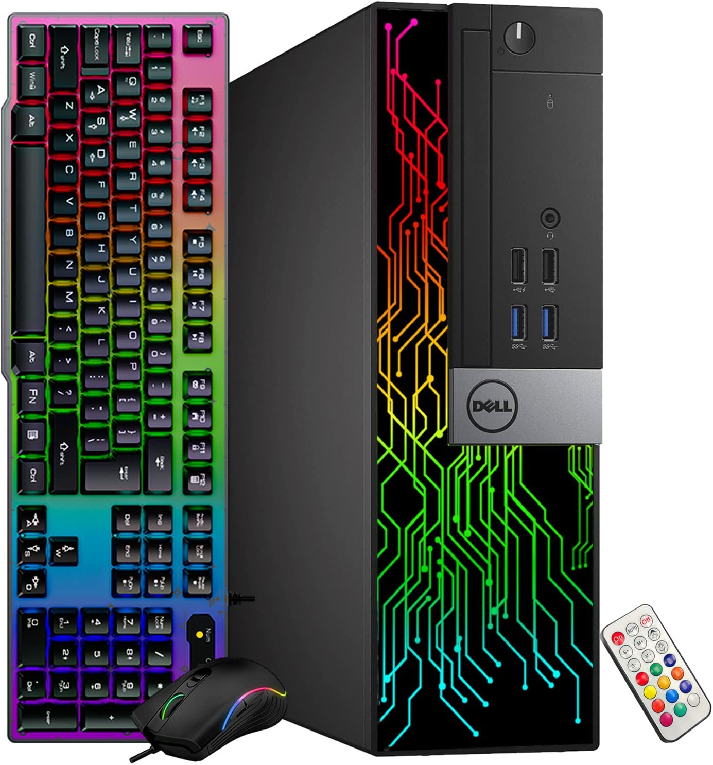 Dell OptiPlex 5060 SFF RGB Computer PC, Intel Core i5-8500, RX 550 4GB GDDR5, 32GB RAM, 512GB NVMe, 1TB HDD, 22 Inch HDMI Monitor, Gaming Headset, WiFi, Bluetooth, Windows 11 Pro (Renewed)