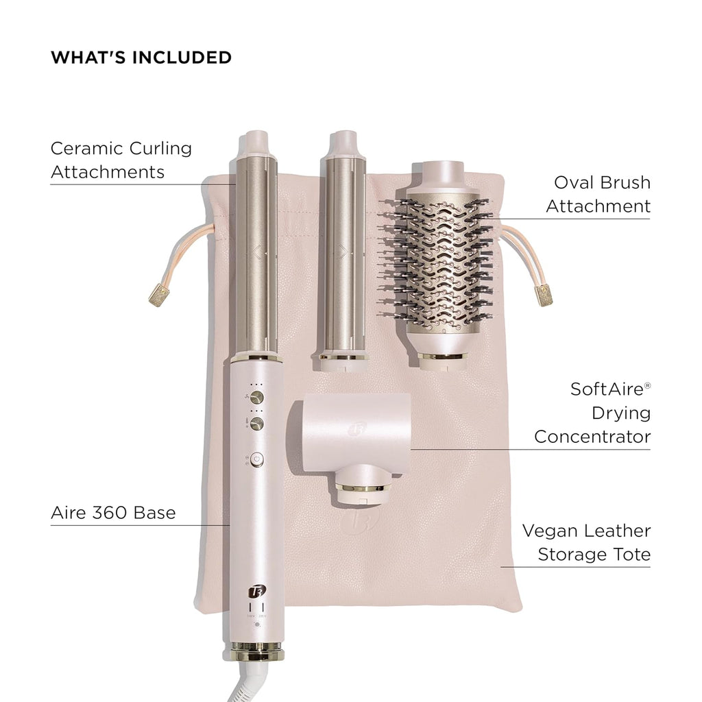 Aire 360 Ceramic Dual Voltage Air Styler Blowout Kit with Curling Attachments, Oval Brush & Drying Concentrator | Fast, Healthy Blowouts and Long-Lasting Curls | for All Hair Types