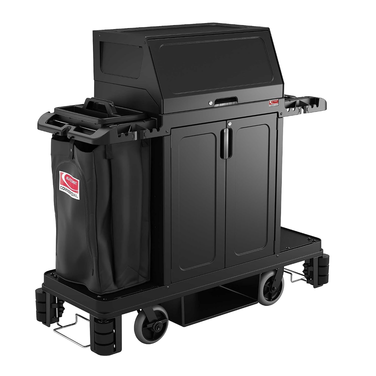 Suncast Commercial Locking Hood for Housekeeping Carts, Secure and Durable Accessory for Securing Supplies, Easy Installation, Black