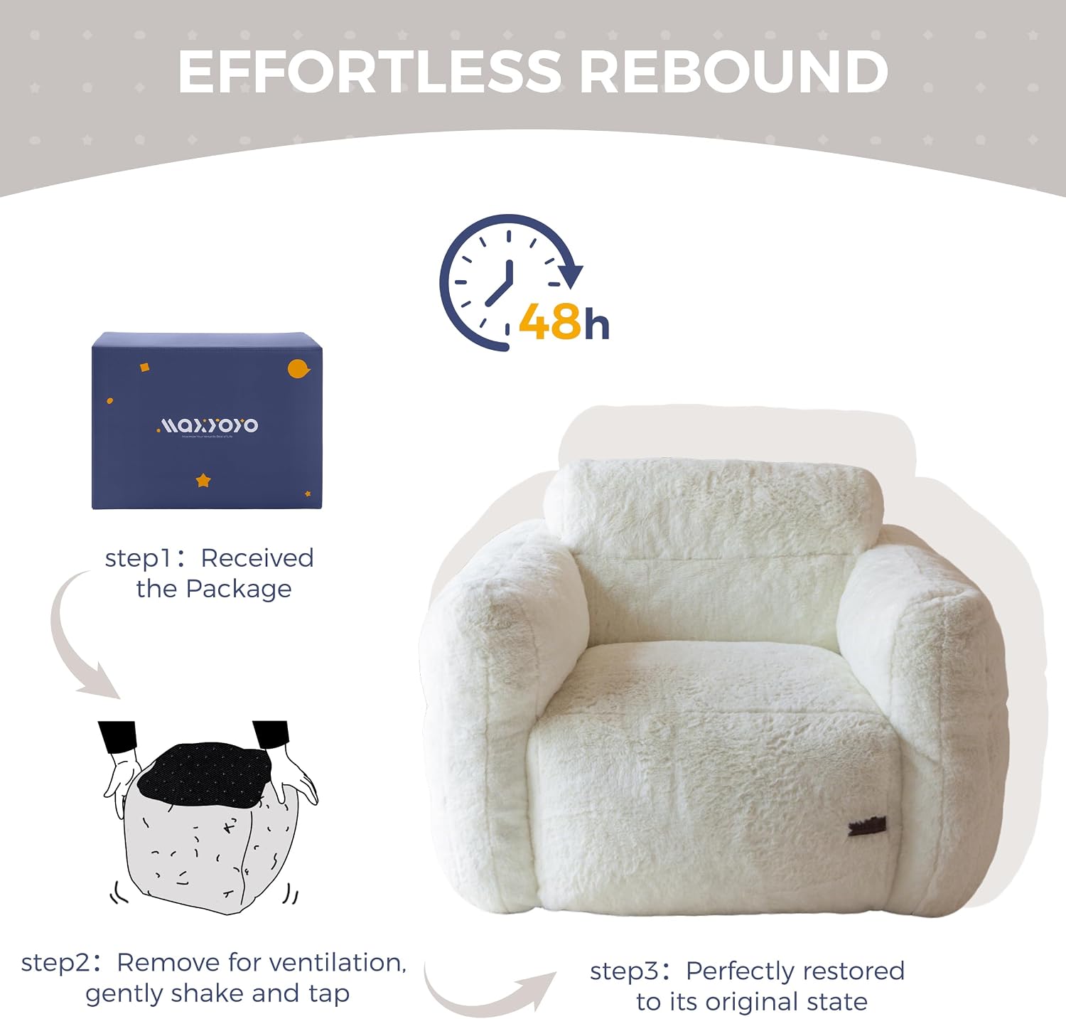 MAXYOYO Giant Bean Bag Chair for Adults, Ultra Soft Fluffy Bean Bag Sofa, Oversized Floor Sofa for Living Room Bedroom, Cozy Reading Chair with Filler, Beige