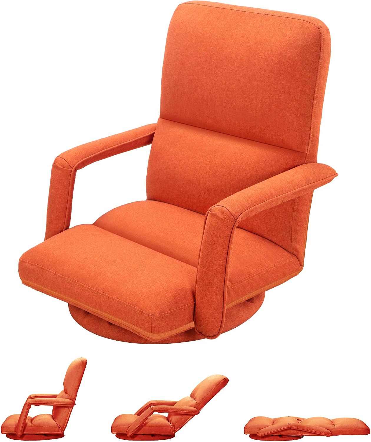 360 Degree Swivel Floor Gaming Chair with Back Support, Padded Folding Gaming Sofa Chair with Adjustable Backrest, Lazy Lounger Couch for E-Sports, Reading, Relaxing, Watching TV