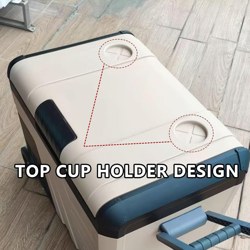 Car Fridge Cooler Wheels Portable Mini Fridge 35L with Handle and Wheels Refrigerator/Freezer Switchable 12/24V DC 110-220V AC Removable Lid -20°C to 20°C