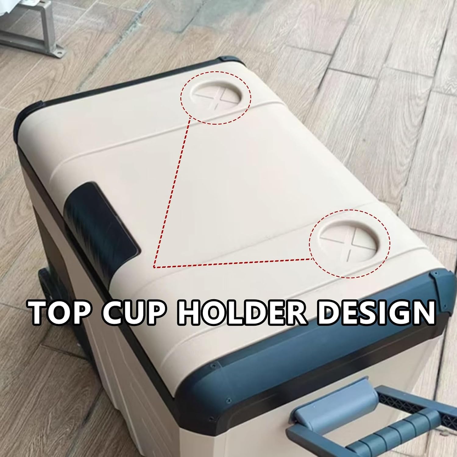 Car Fridge Cooler Wheels Portable Mini Fridge 35L with Handle and Wheels Refrigerator/Freezer Switchable 12/24V DC 110-220V AC Removable Lid -20°C to 20°C