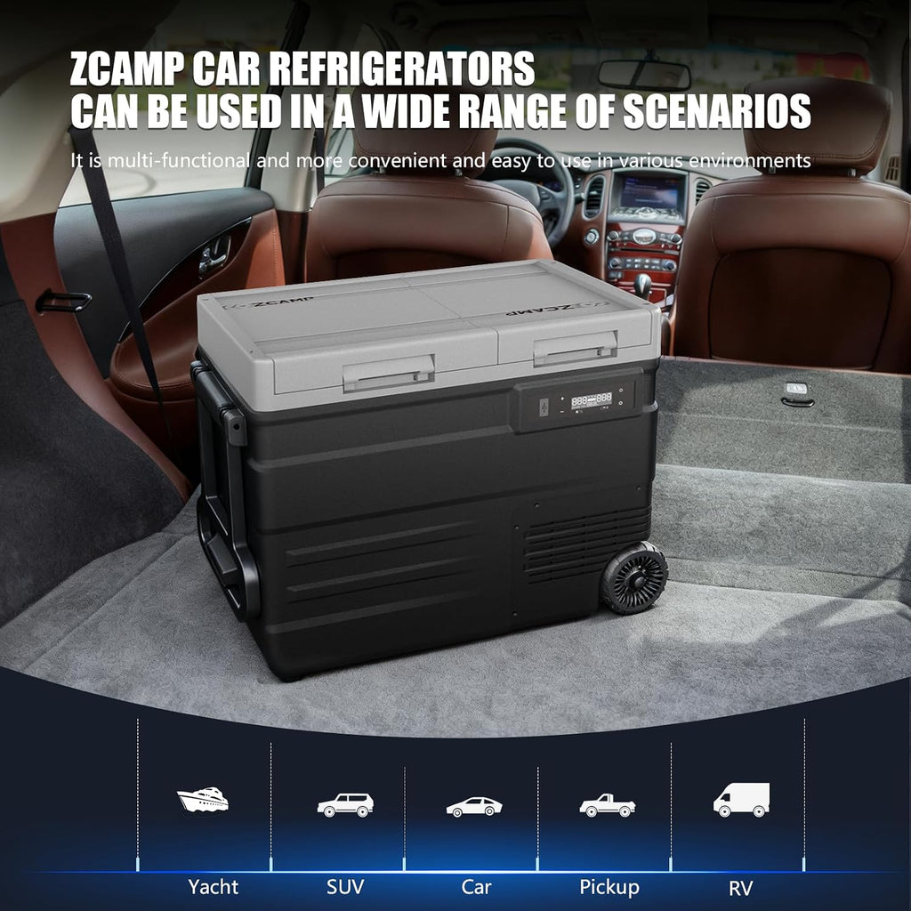UD45 12V Car Refrigerator,Dual Zone Car Fridge with Wheels,42QT(40.5L) Electric Cooler Portable Freezer,12 Volt Refrigerator -4℉~68℉,12/24V DC 100-240V AC for Camping, Travel, Truck, RV