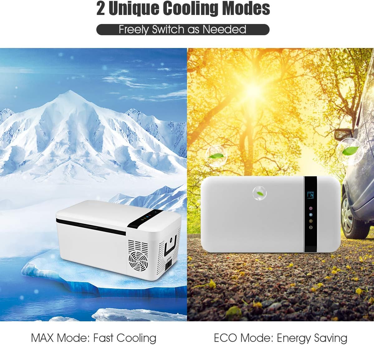 COSTWAY Compact Car Freezer, Portable Travel 12V Fridge, with Compressor, Double Handles, LCD Display Screen for Car and Home, Camping, Truck Party, Travel, Picnic Outdoor (16 Quart)